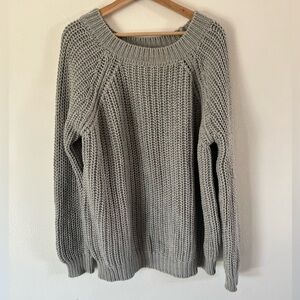 NUI Organics Grey Chunky Cable Knit‎ Wool Relaxed Fit Sweater Size Medium